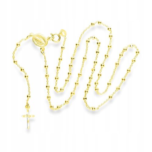 NASZYJNIK ZŁOTY RÓŻANIEC Z KRZYŻYKIEM I MEDALIKIEM SREBRO GRAWER NA KOMUNIĘ na Arena.pl