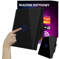 2 x Włącznik Dotykowy Światła Czarny Szklany Pojedynczy WIFI+RF Tuya Smart