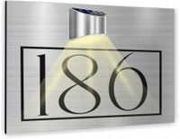 Tabliczka adresowa nierdzewna srebrny numer domu 40x30 lampka LED