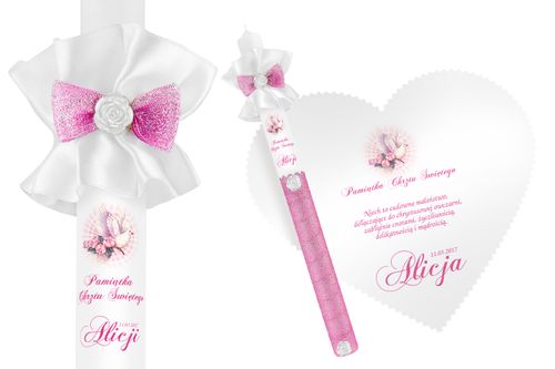 Biała szatka i świeca do Chrztu imię data WZORY na Arena.pl