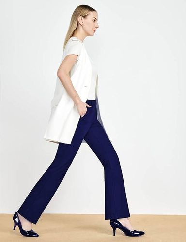 Spodnie Damskie Garniturowe Dzwony Granatowe S Długość 74 cm 5 Kieszeni na Arena.pl