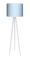 Lampa podłogowa - trójnóg drewniana duża - Błękitne kropki