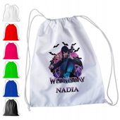 WOREK PLECAK SPORTOWY NA WF DLA DZIECI - WEDNESDAY ADDAMS + IMIĘ! NETFLIX