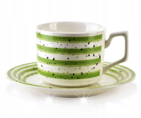Komplet 6 filiżanek Joy zielony 210 ml na prezent ozdobny porcelanowy