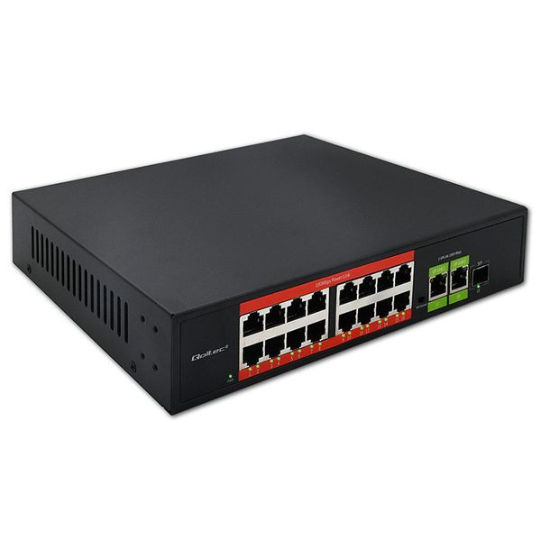 Qoltec SWITCH PoE 16xRJ45 Fast Ethernet + Uplink zdjęcie 1
