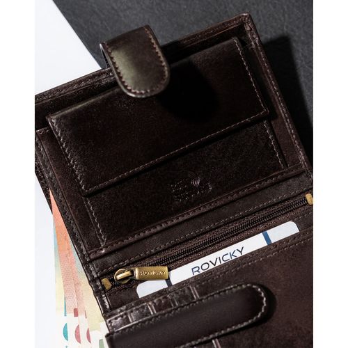 stylowy portfel męski skórzany z rfid na zatrzask - rovicky na Arena.pl