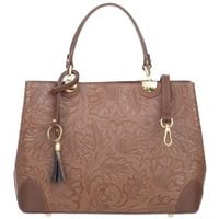 VERA PELLE torebka skórzana elegancka sztywna z paskiem V541 brązowa