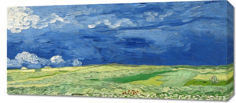 Obraz 90x40cm Wheatfield under Thunderclouds, Van Gogh Vintage zdjęcie 1