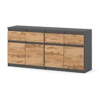 Komoda 160cm Szara Dąb Wotan Szafka Loft Nowoczesna Salon Pokój 4 Szuflady