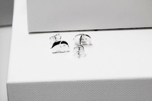 srebrne kolczyki słoniki na Arena.pl