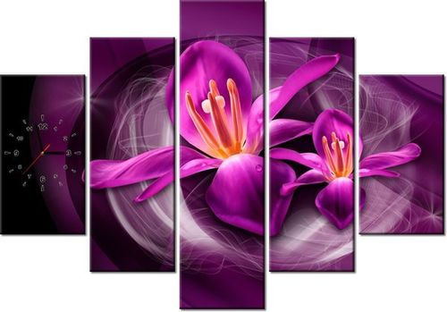 105CM 150CM ZEGAR 5 ELEM RÓŻOWE KOSMICZNE KWIATY JAKUB BANAŚ DRUK OBRAZ na Arena.pl