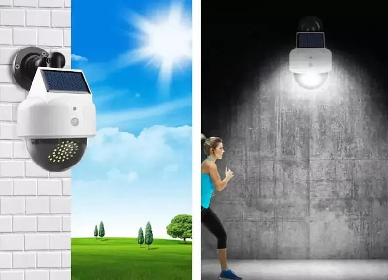Solarna lampka i atrapa kamery monitoringu zewnętrzna z pilotem IR zdjęcie 8