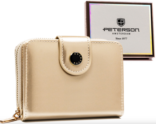 mały portfel damski ze skóry ekologicznej na zatrzask i suwak - peterson na Arena.pl