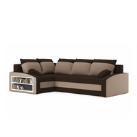 Duży narożnik, lewy, półka w lewym, LUSSO, 230x179x75 cm, brąz | TYLETEGOTU