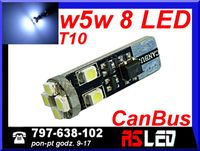 żarówka LED T10 8 Premium SMD LED w5w biała zimna 12v canbus