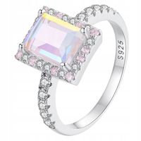 Pierścionek Srebrny 925 Z Cyrkoniami i Dużym Centralnym Krysztalem r. 14