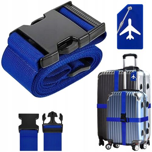 PAS ZABEZPIECZAJĄCY DO WALIZKI SPINAJĄCY BAGAŻ (NIEBIESKI) PASY DO na Arena.pl