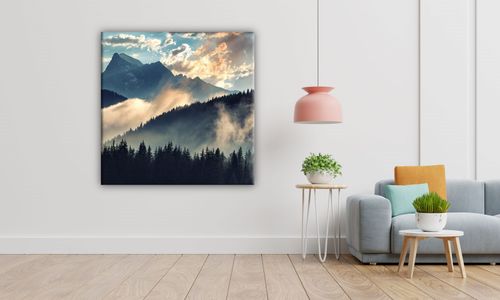 OBRAZ NA PŁÓTNIE 061 Mgła w górach 70x70cm na Arena.pl