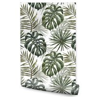 Tapeta Do Jadalni Akwarelowe LIŚCIE Monstery Natura Dekoracja Ścienna