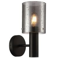 Ścienna LAMPA loft SARDO RAIN WL-5581-1A-BK+RNSG Italux tuba OPRAWA szklana kinkiet z efektem deszczu przydymiony