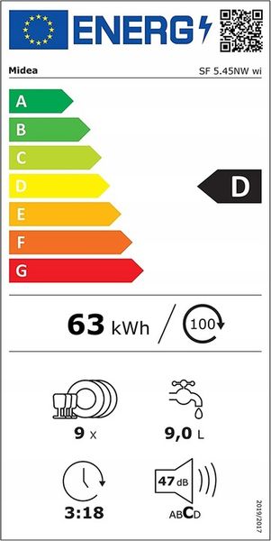 Zmywarka 45cm Midea SF 5.45NW BIAŁA 9kpl 6 programów zdjęcie 4