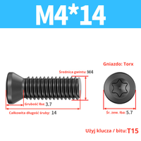 Śruba mocująca TORX Klasa 12.9 Rozmiar: M4x14