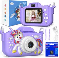 APARAT CYFROWY DLA DZIECI JEDNOROŻEC SELFIE KAMERA+KARTA 32GB MENU PL