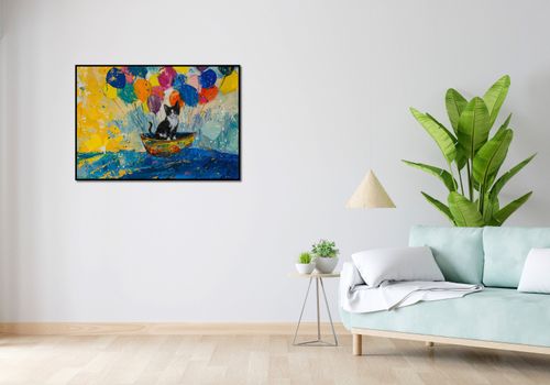 Plakat 100x70cm Kot na Łodzi na Arena.pl