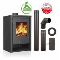 KOMINEK KOZA PIEC STALOWY EKO LEO SZAMOT + ZESTAW RUR KOMINKWYCH FI 120