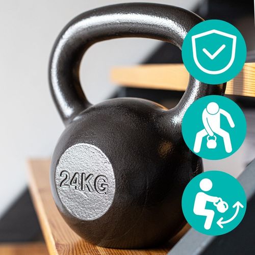 KETTLEBELL ODWAŻNIK DO ĆWICZEŃ KETTLE HANTLA HANTEL ŻELIWNY FITNESS 24KG na Arena.pl