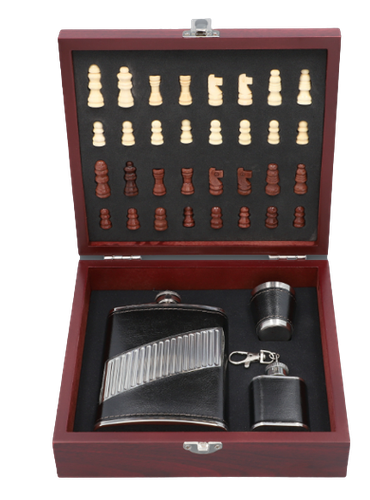 Elegancki Zestaw Piersiówek I Kieliszków Ze Stali Nierdzewnej + Szachy na Arena.pl