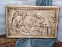 Płaskorzeźba Obraz Drewniany Święta Rodzina II w ramie prezent ślub 50 cm