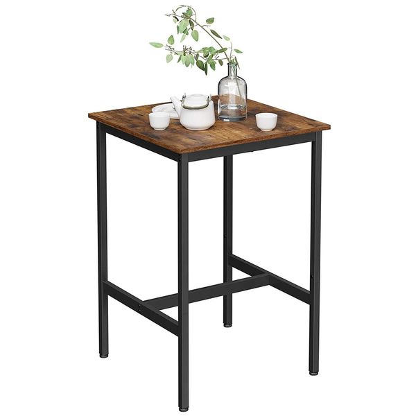 Stolik barowy kwadratowy 60x60x92 cm rustykalny brąz loft do kuchni zdjęcie 13