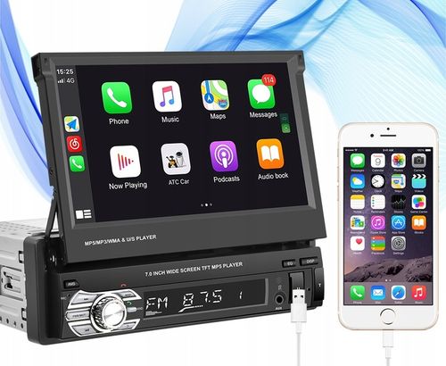 RADIO SAMOCHODOWE 1DIN 7'' BT WYSUWANY EKRAN DOTYKOWY MIRROR LINK KAMERA na Arena.pl