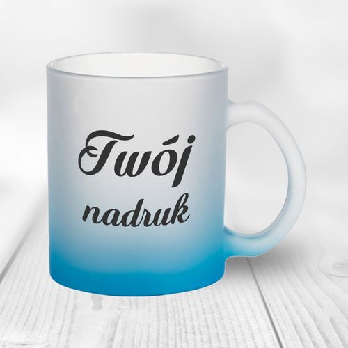 Kubek z mrożonego szkła z niebieskim dnem z Twoim nadrukiem na Arena.pl