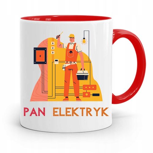 Kubek Czerwony Dla Elektryka Pan Elektryk Z Nadrukiem Ze Zdjęciem na Arena.pl
