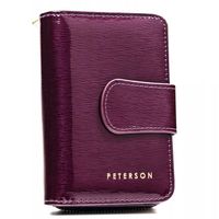 PETERSON portfel damski skórzany elegancki lakierowany P196 c.fioletowy