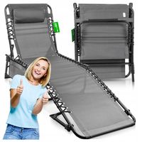 Leżak Ogrodowy Składany Leżanka Łóżko Fotel Plażowy Z Kieszonką I Poduszką