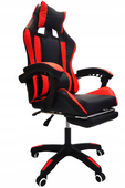Fotel gamingowy obrotowy regulacja biurowy ekoskóra KG104 czerwony + czarny
