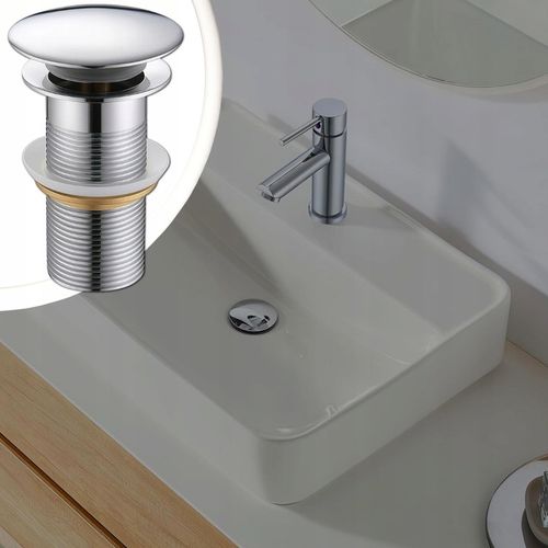 KOREK UMYWALKOWY AUTOMATYCZNY KLIK KLAK AUTO BEZ PRZELEWU SREBRNY na Arena.pl