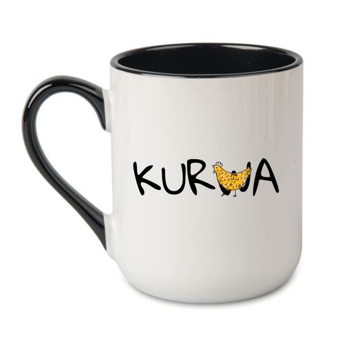 KUBEK "KUR(W)A" Wzór - Elegant Coffee Czarny 330 ml na Arena.pl