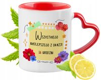 16 Urodziny Czerwony Z Uszkiem W Kształcie Serca Na Prezent