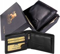 SKÓRZANY PORTFEL MĘSKI ABIATTI ANTYKRADZIEŻOWY OCHRONA KART RFID CZARNY