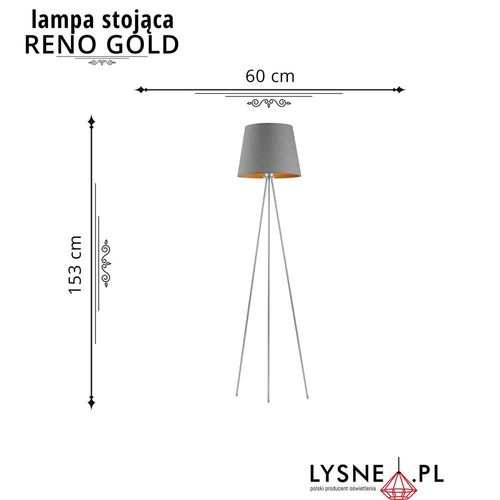 Podłogowa lampa stojąca RENO GOLD tripod na Arena.pl