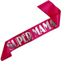 Super Mama - fuksjowa szarfa ze srebrnym nadrukiem
