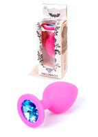 plug jewellery pink silicon plug medium  light blue diamond
