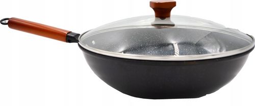 PATELNIA WOK 33CM STALOWY CHIŃSKI GŁEBOKI Z PRZYKRYWKĄ DO DAŃ AZJATYCKICH na Arena.pl