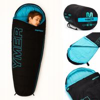 ŚPIWÓR DLA DZIECI KAPTUREM POKROWCEM MUMIA (130+30)x60/40 CZARNY