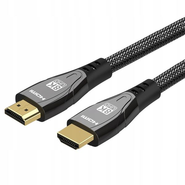 KABEL HDMI 2.1 48Gbps 8K 60Hz 4K 120Hz UHD HDR PRZEWÓD Z OPLOTEM DO PS5 5m zdjęcie 6