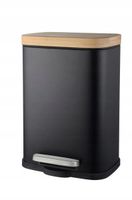 Kosz na śmieci 5L BLACK/WHITE czarny bambusowa klapa wolnoopadająca